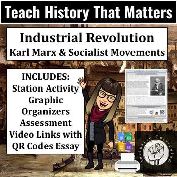 Preview of Industrial Revolution Karl Marx Socialist Movements Stations, Assessment, Essay