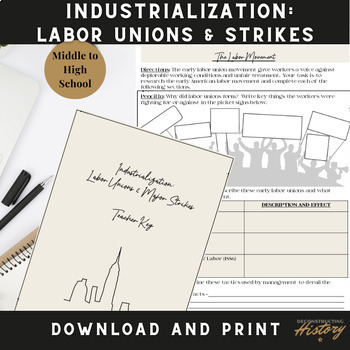 Preview of Industrial Revolution- Labor Unions & Strikes Graphic Organizers (Grades 8-12)