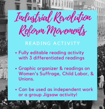 Preview of Industrial Revolution Reforms - Jigsaw Reading Activity