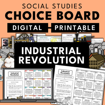 Preview of Industrial Revolution | Social Studies Unit Choice Board Activity Packet Gamify