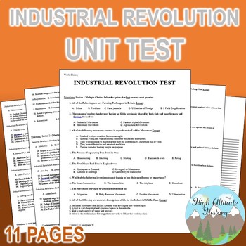 Preview of Industrial Revolution Test (World History)