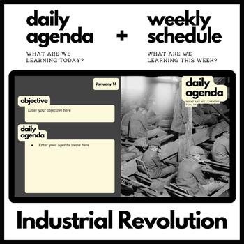 Preview of Industrial Revolution Themed Daily Agenda + Weekly Schedule for Google Slides