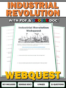 Preview of Industrial Revolution - Webquest with Key (Google Doc Included)
