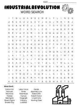 Preview of Industrial Revolution Word Search with Answer Key