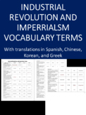 Industrial Revolution and Imperialism Vocabulary Terms WIT