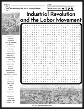 Preview of Industrial Revolution and the Labor Movement Word Search Puzzle