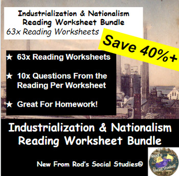 Preview of Industrialization & Nationalism Chapter Reading Worksheet Bundle **Editable**