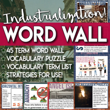 Preview of Industrialization Word Wall Vocabulary Puzzle