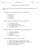 Industry and Urban Growth U. S. History Test