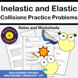 Inelastic and Elastic Collisions Practice Problem Worksheets for Physics