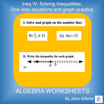 Preview of Ineq IV: Solving 1-step Inequalities and graph practice