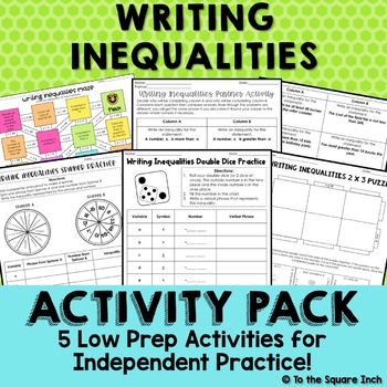 Preview of Inequalities Activities - Low Prep Writing Inequalities Game, Puzzles & Stations