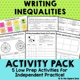 Inequalities Activities - Low Prep Writing Inequalities Ga