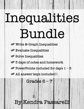 Preview of Intro to Inequalities Bundle (Grade 6)