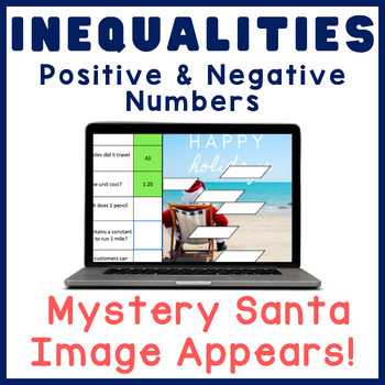 Preview of Inequalities | CHRISTMAS | Digital Math Mystery Picture Activity