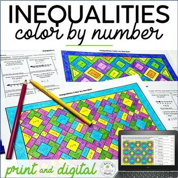 Preview of Inequalities Math Color by Number - 6th, 7th Grade Math Writing Inequalities