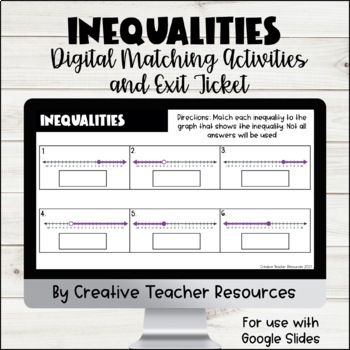 Preview of Inequalities Digital Matching Activities and Exit Ticket |Distance Learning