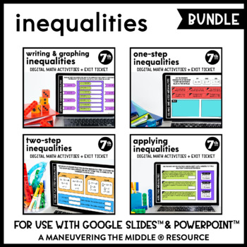 Preview of Inequalities Digital Math Activity Bundle | Solving Inequalities | Google Slides