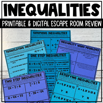 Preview of Graph & Solve Inequalities Escape Room Review - Digital & Printable Activity