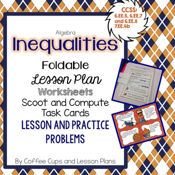 Preview of Inequalities Foldable for Interactive Notebook  with Lesson Plan & Worksheets