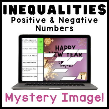 Preview of Inequalities | Happy New Year | Digital Math Mystery Picture Activity