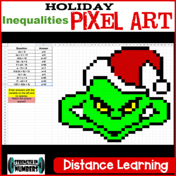 Preview of Inequalities Holiday PIXEL ART Distance Learning Google Sheets
