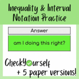 Inequalities & Interval Notation Self Checking Practice