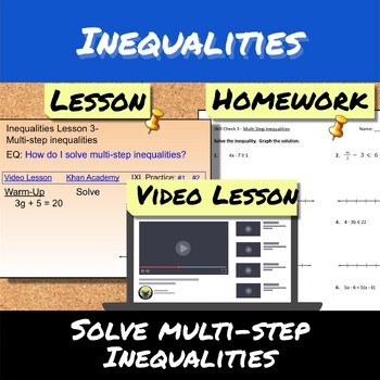Preview of Inequalities-Lesson 3-Solve Multi-step Inequalities