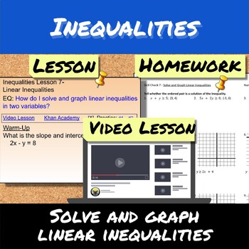 Preview of Inequalities-Lesson 7-Solve and Graph Linear Inequalities