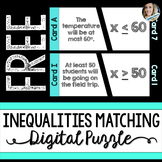 Inequalities Matching Digital Puzzle Math Activity