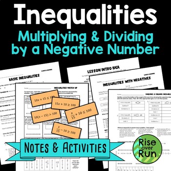 Preview of Inequalities Guided Notes & Practice Worksheets with Negatives