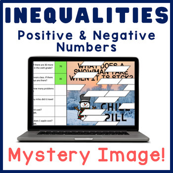 Preview of Inequalities | Snowman Holiday | Digital Math Mystery Picture Activity
