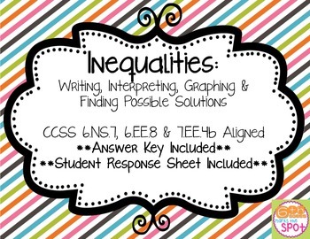Preview of Inequalities Task Cards - Writing, Interpreting, Graphing CCSS 7.EE.4b & 6.EE.8