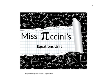 Preview of Algebra One - Solving Equations Unit