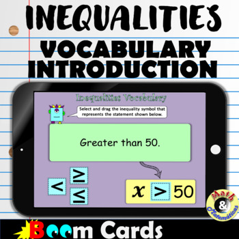 Preview of Inequalities Vocabulary Introduction Digital Activity - Boom Cards