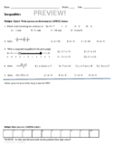 Inequalities Worksheet, Review, Quiz, Test