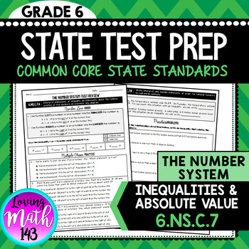 Preview of Inequalities and Absolute Value: 6th Grade Math State Test Prep