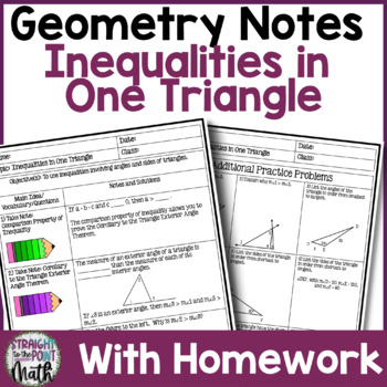 Preview of Inequalities in One Triangle Geometry Guided Notes with Homework