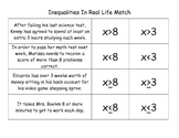Inequalities in Real Life Word Problem and Graphing Match