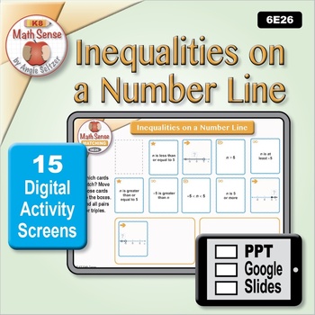 Preview of Inequalities on a Number Line DIGITAL MATCHING: 15 PPT / Google Slides 6E26