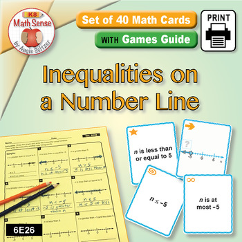 Preview of Inequalities on a Number Line: Math Sense Card Games & Matching Activities 6E26