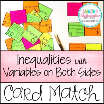 Preview of Inequalities with Variables on Both Sides Word Problem Matching Cards