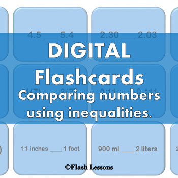 Preview of Comparing Numbers Using Inequalities Flash Cards
