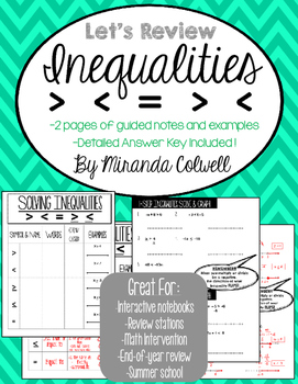 Preview of Inequality Guided Notes on signs, graphing, 1/2 step