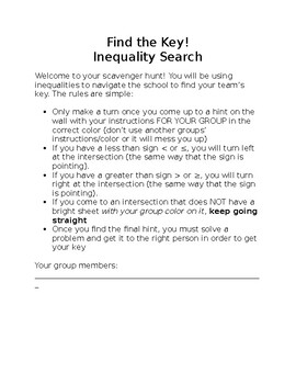 Preview of Inequality Phrases Scavenger Hunt