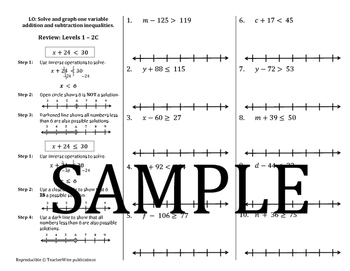 Preview of Inequality Problem Solving Mini Lessons & Homework: Addition & Subtraction