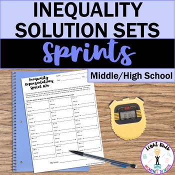 Preview of Inequality Solution Set Timed Math Drills for Fluency (Sprints)