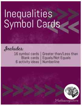 Preview of Inequality Symbol Card Set (4.NBT.A, 5.NBTA, 4.NFA.A.2, 6.NA.C7, 6.EE.B.8)