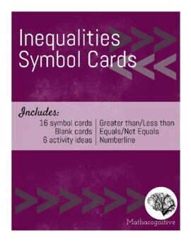 Preview of Inequality Symbol Card Set (4.NBT.A, 5.NBTA, 4.NFA.A.2, 6.NA.C7, 6.EE.B.8)