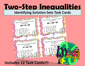 Preview of Inequality Task Cards | Identifying Solution Sets for Two-Step Inequalities